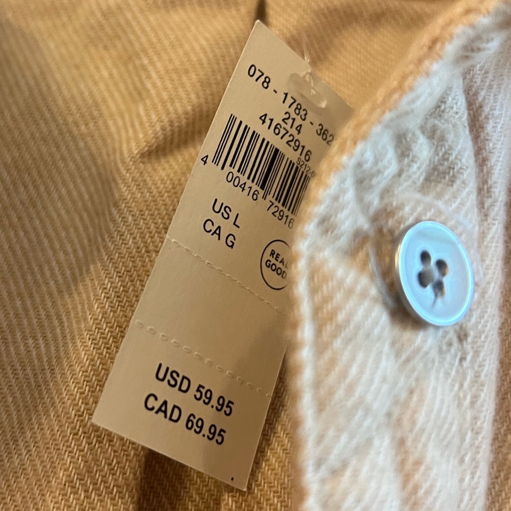Aerie Anytime Fave Twill Shirt- New with tags- beige- size large - Picture 5 of 6